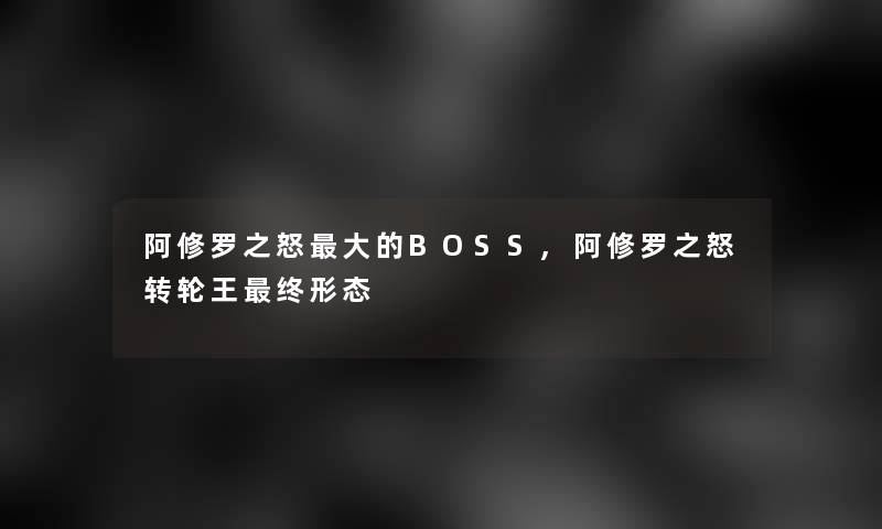 阿修罗之怒大的BOSS,阿修罗之怒转轮王终形态