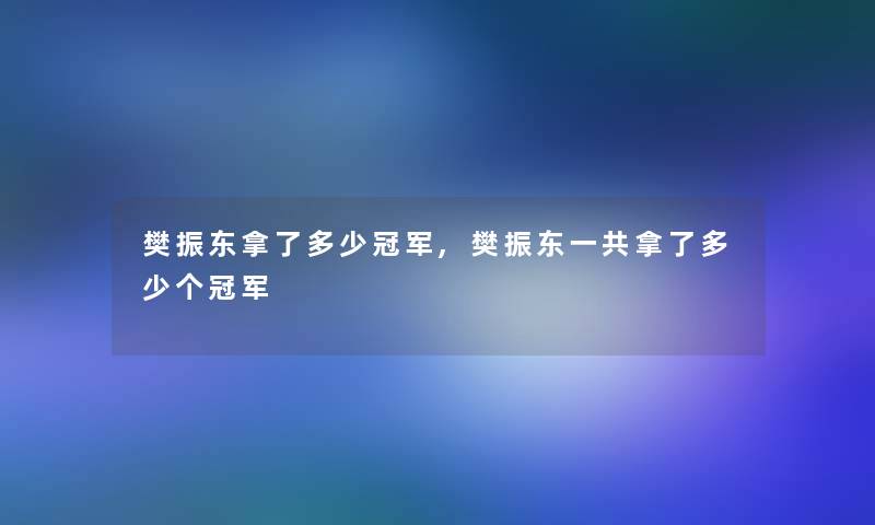 樊振东拿了多少冠军,樊振东一共拿了多少个冠军