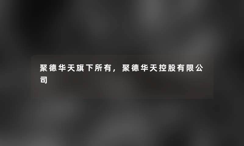 聚德华天旗下所有,聚德华天控股有限公司