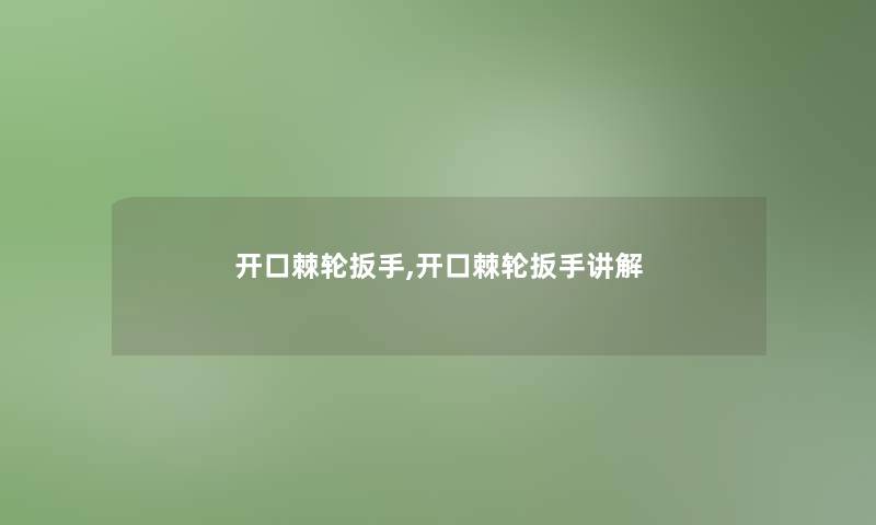 开口棘轮扳手,开口棘轮扳手讲解