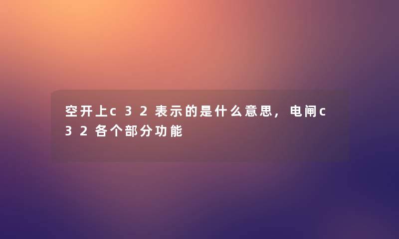 空开上c32表示的是什么意思,电闸c32各个部分功能