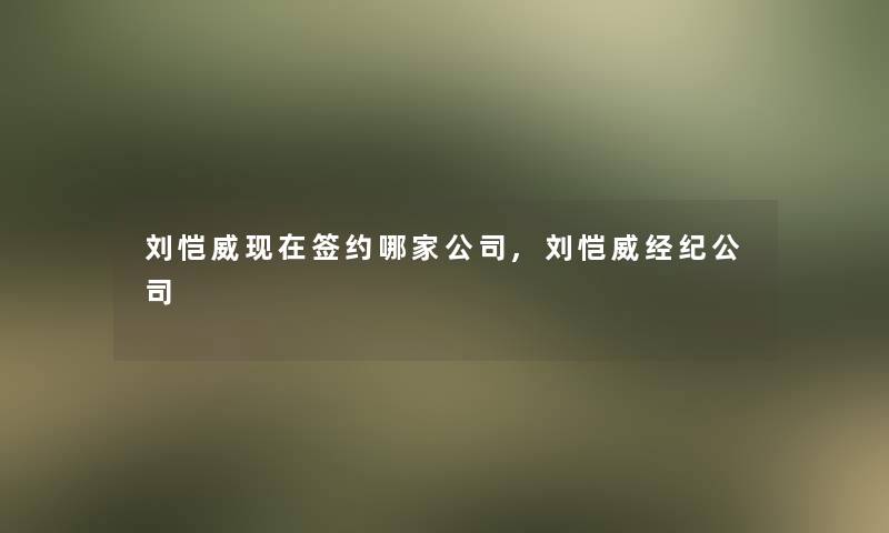 刘恺威现在签约哪家公司,刘恺威经纪公司