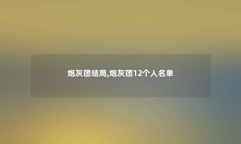 炮灰团结局,炮灰团12个人名单