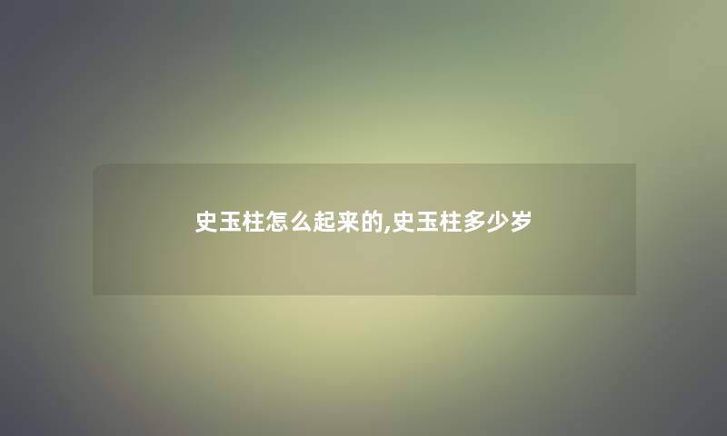 史玉柱怎么起来的,史玉柱多少岁