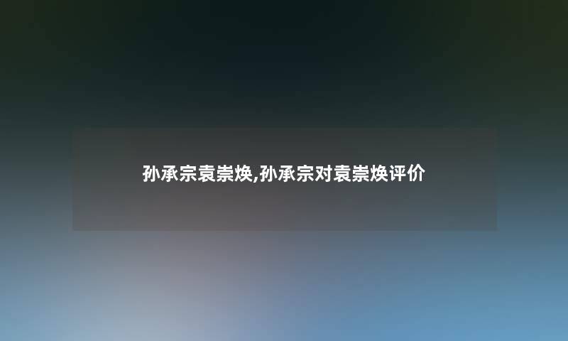 孙承宗袁崇焕,孙承宗对袁崇焕评价