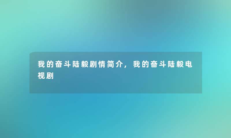 我的奋斗陆毅剧情简介,我的奋斗陆毅电视剧