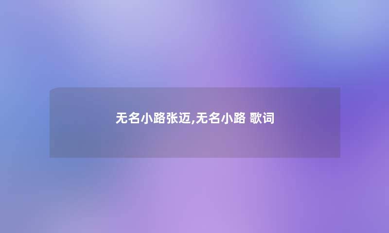 无名小路张迈,无名小路 歌词