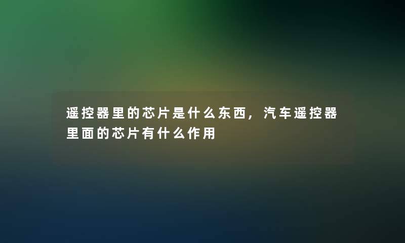 遥控器里的芯片是什么东西,汽车遥控器里面的芯片有什么作用