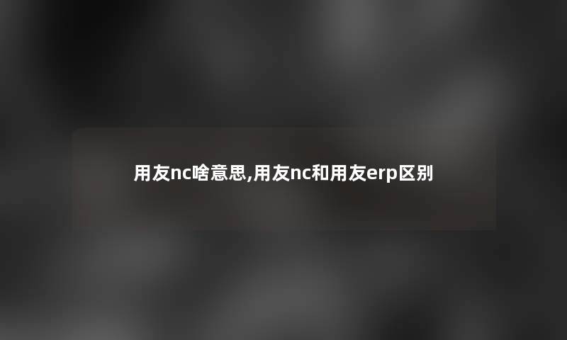 用友nc啥意思,用友nc和用友erp区别