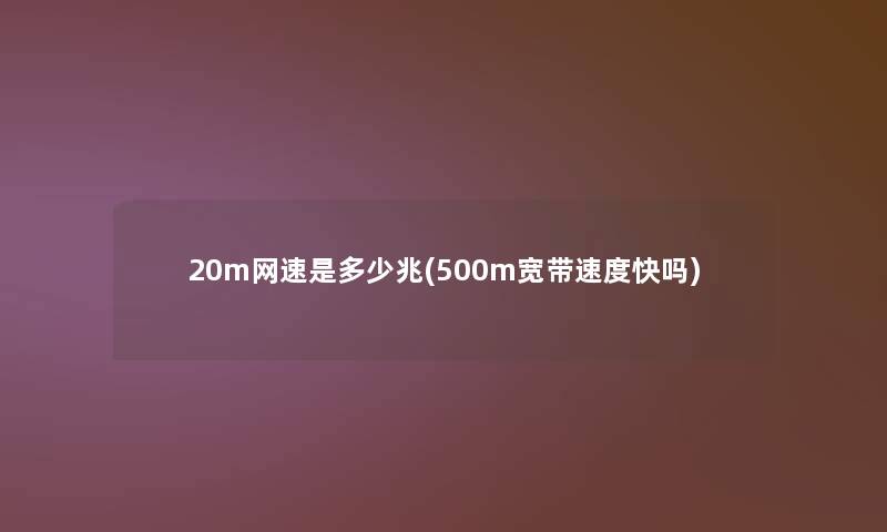 20m网速是多少兆(500m宽带速度快吗)