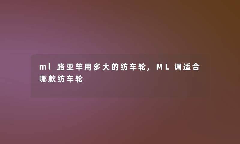 ml路亚竿用多大的纺车轮,ML调适合哪款纺车轮