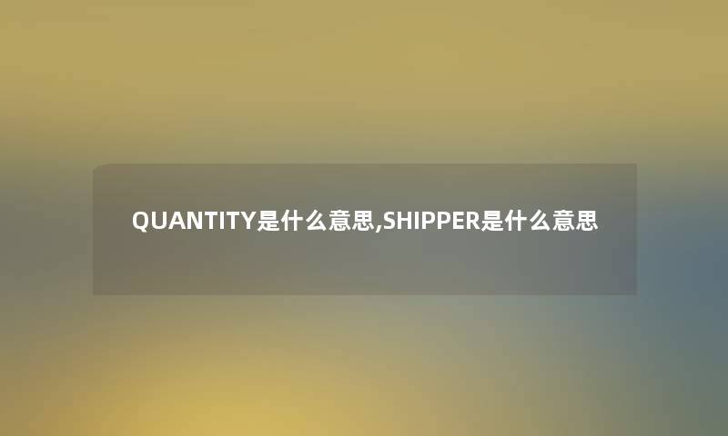 QUANTITY是什么意思,SHIPPER是什么意思