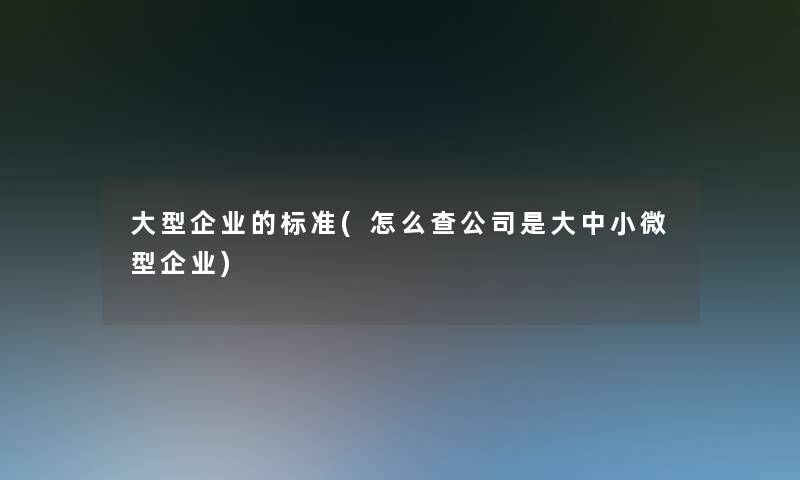 大型企业的标准(怎么查公司是大中小微型企业)