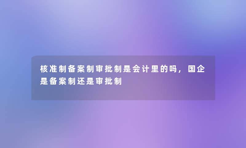 核准制备案制审批制是会计里的吗,国企是备案制还是审批制