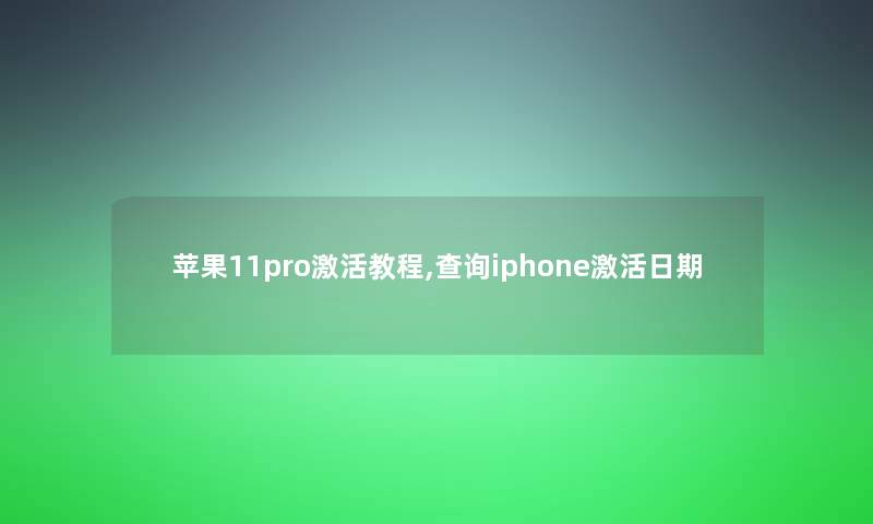 苹果11pro激活教程,查阅iphone激活日期