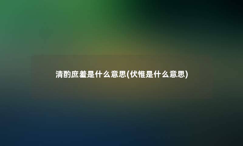 清酌庶羞是什么意思(伏惟是什么意思)