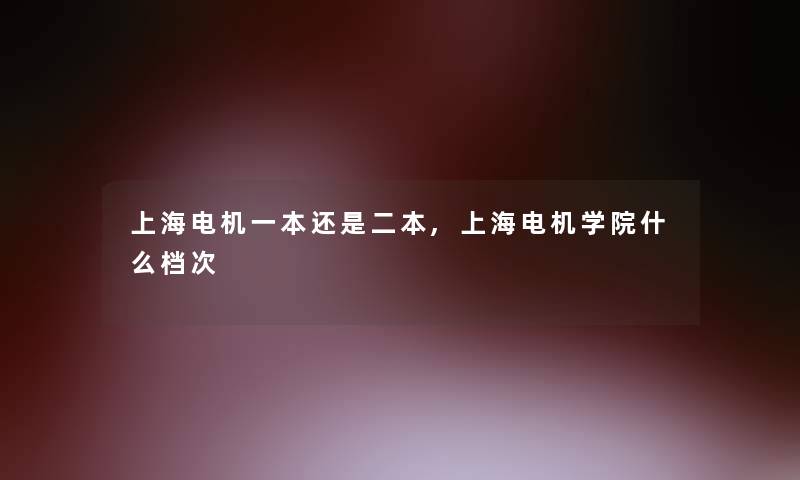 上海电机一本还是二本,上海电机学院什么档次