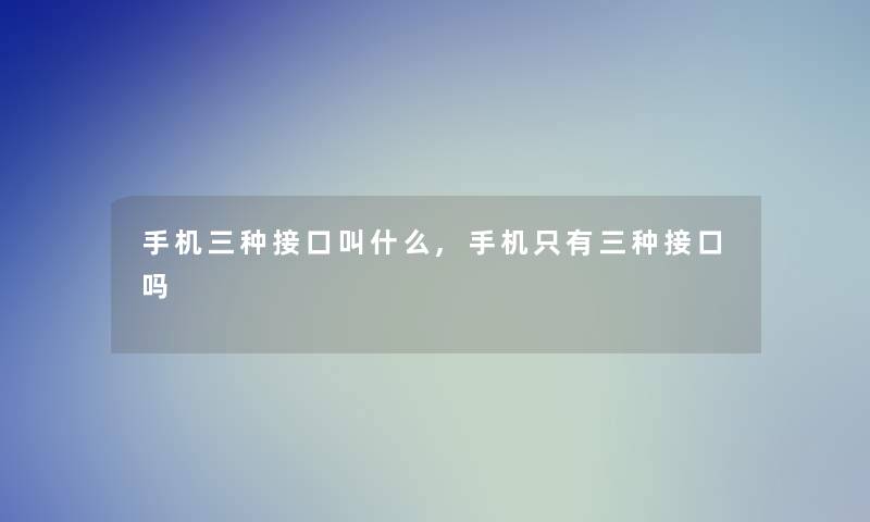 手机三种接口叫什么,手机只有三种接口吗