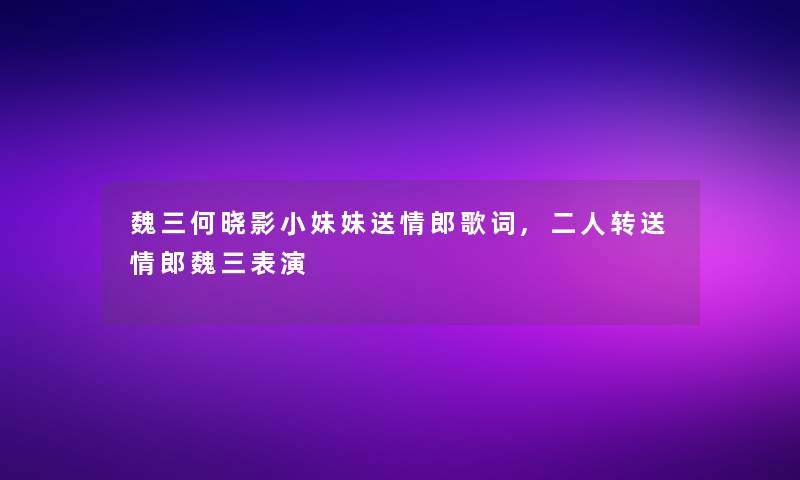 魏三何晓影小妹妹送情郎歌词,二人转送情郎魏三表演