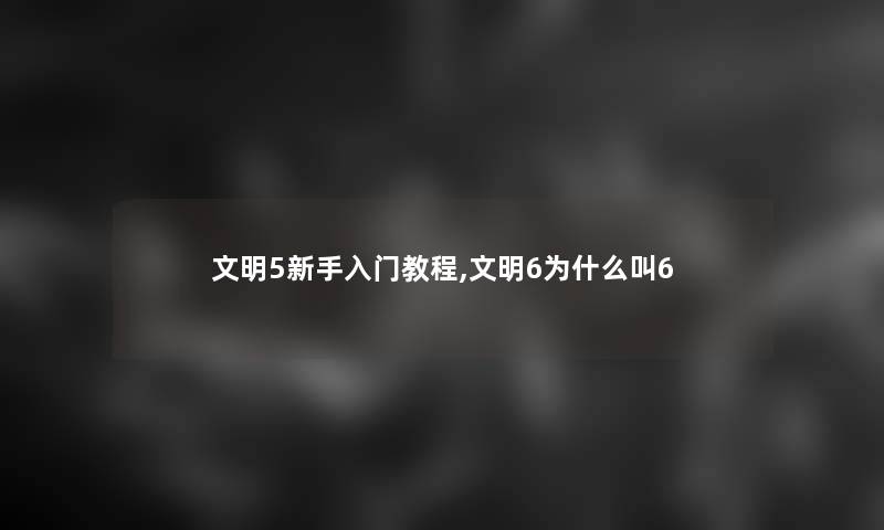 文明5新手入门教程,文明6为什么叫6