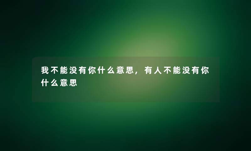 我不能没有你什么意思,有人不能没有你什么意思