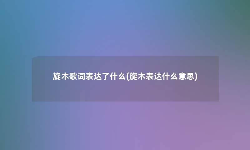 旋木歌词表达了什么(旋木表达什么意思)