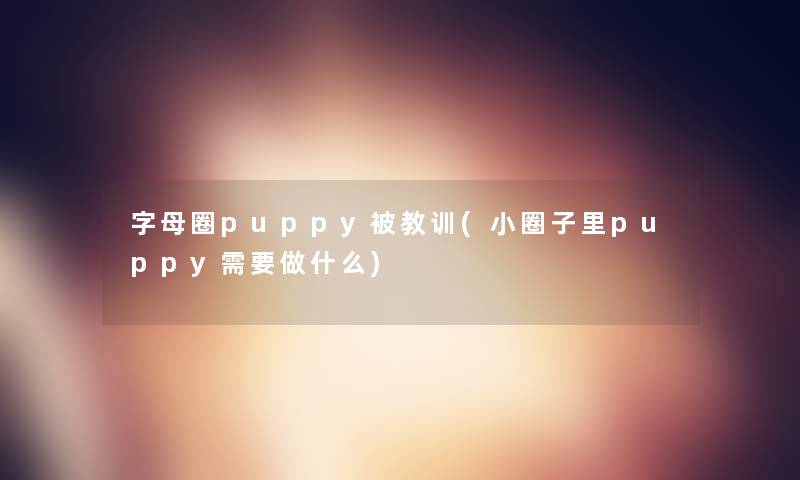 字母圈puppy被教训(小圈子里puppy需要做什么)