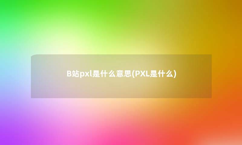 B站pxl是什么意思(PXL是什么)