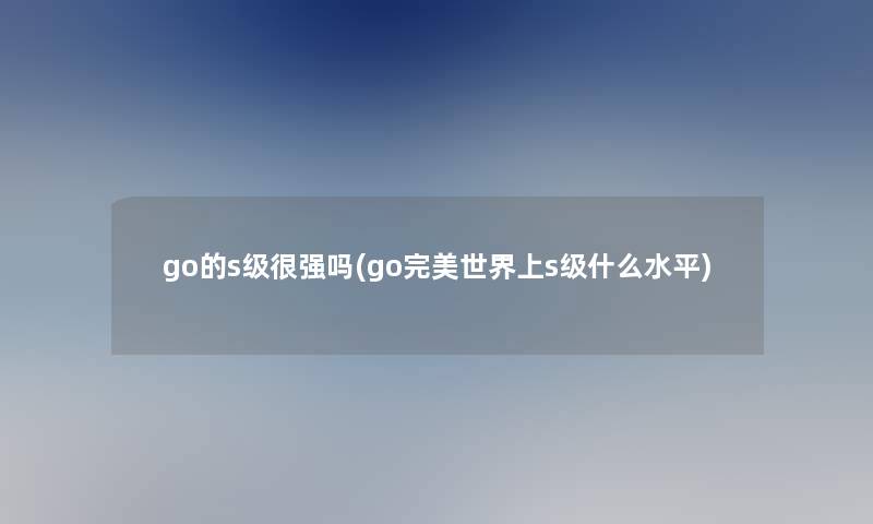 go的s级很强吗(go完美世界上s级什么水平)