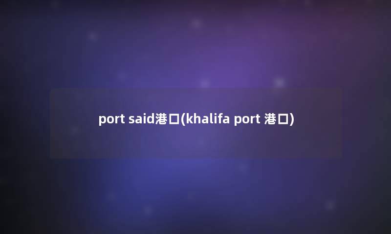 port said港口(khalifa port 港口)