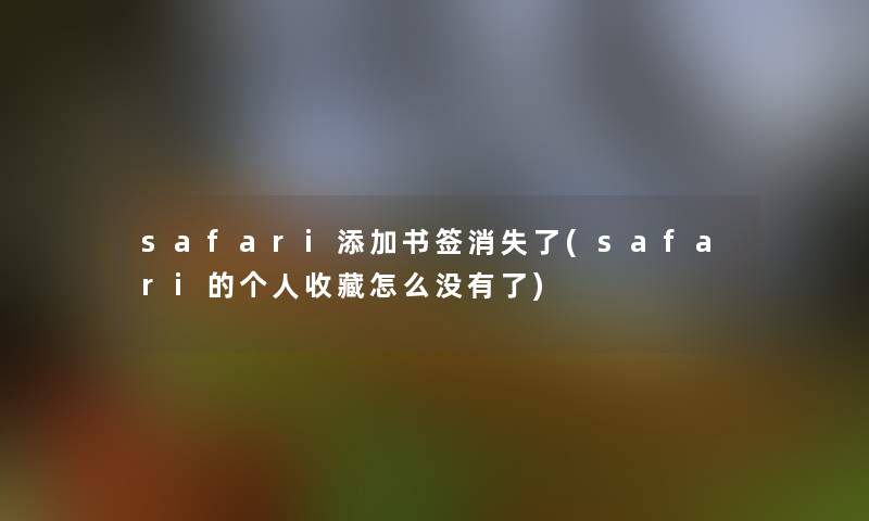 safari添加书签消失了(safari的个人收藏怎么没有了)