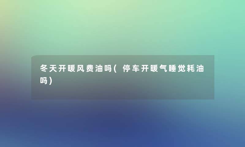 冬天开暖风费油吗(停车开暖气睡觉耗油吗)