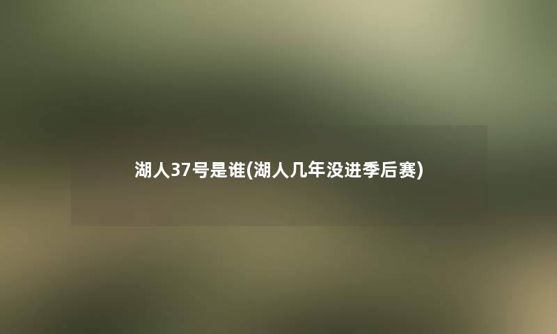 湖人37号是谁(湖人几年没进季后赛)