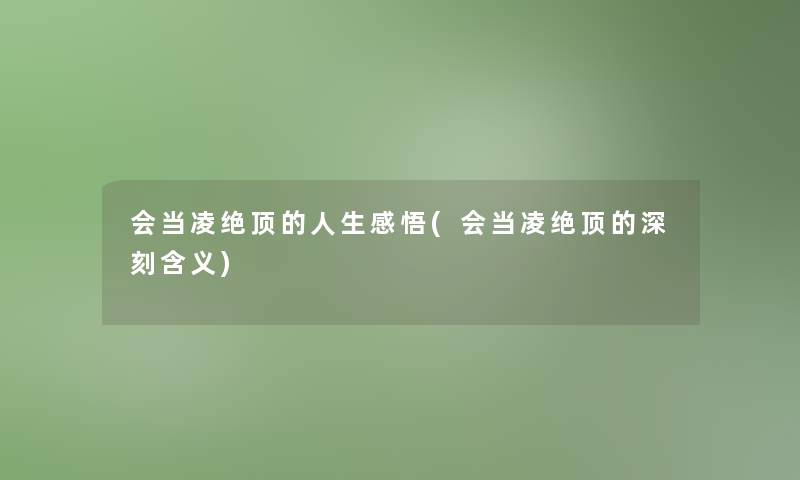 会当凌绝顶的人生感悟(会当凌绝顶的深刻含义)