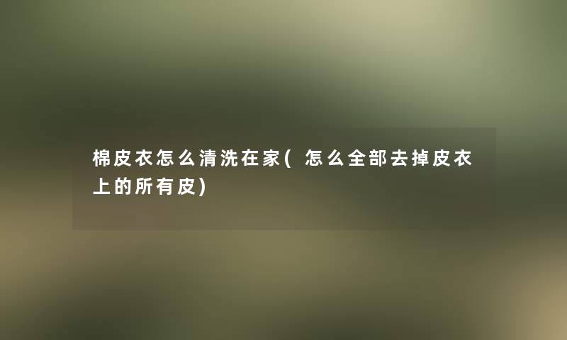 棉皮衣怎么清洗在家(怎么整理的去掉皮衣上的所有皮)