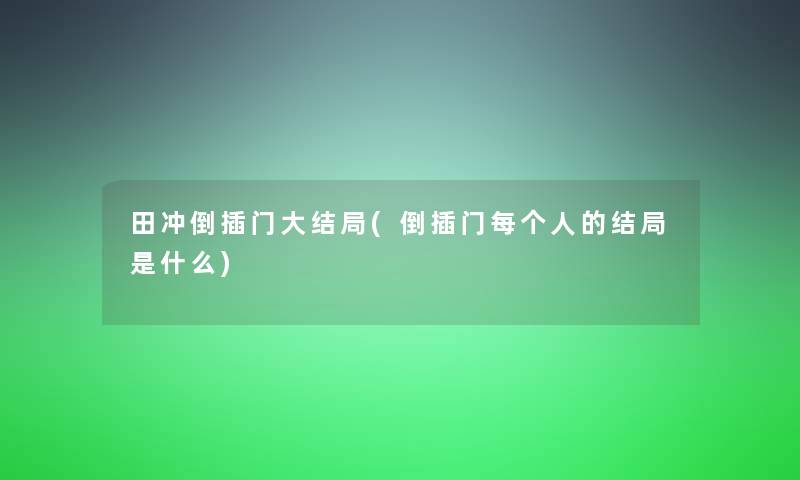 田冲倒插门大结局(倒插门每个人的结局是什么)