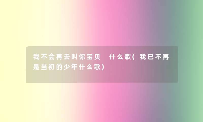 我不会再去叫你宝贝 什么歌(我已不再是当初的少年什么歌)