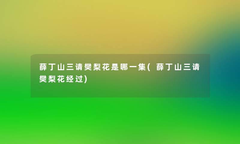 薛丁山三请樊梨花是哪一集(薛丁山三请樊梨花经过)