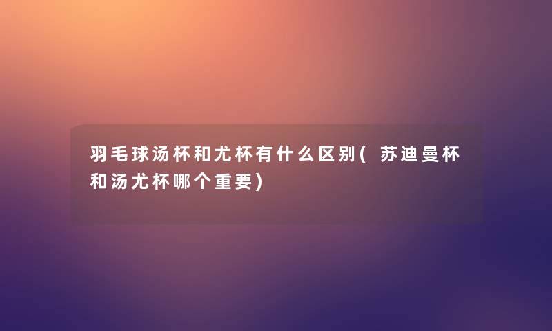 羽毛球汤杯和尤杯有什么区别(苏迪曼杯和汤尤杯哪个重要)