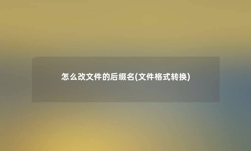 怎么改文件的后缀名(文件格式转换)