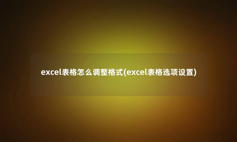 excel表格怎么调整格式(excel表格选项设置)