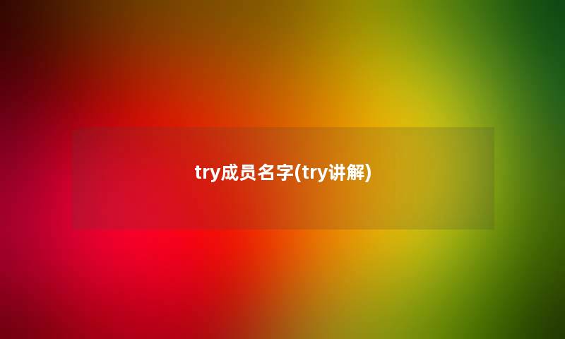 try成员名字(try讲解)