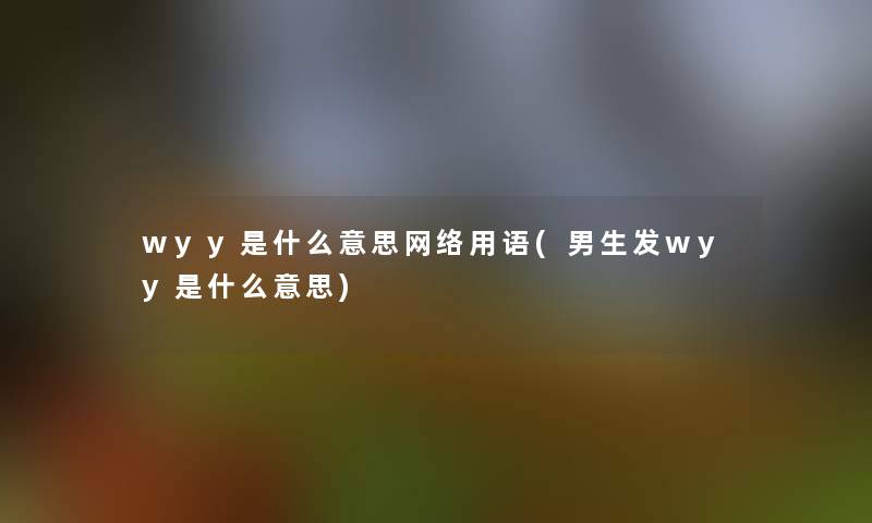 wyy是什么意思网络用语(男生发wyy是什么意思)