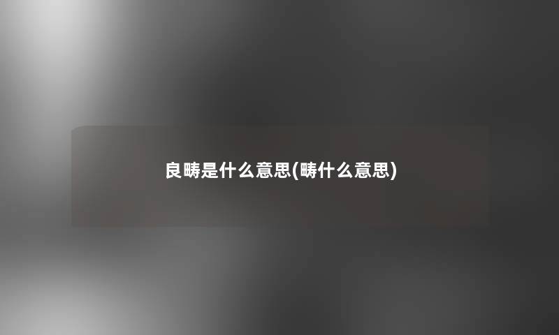 良畴是什么意思(畴什么意思)