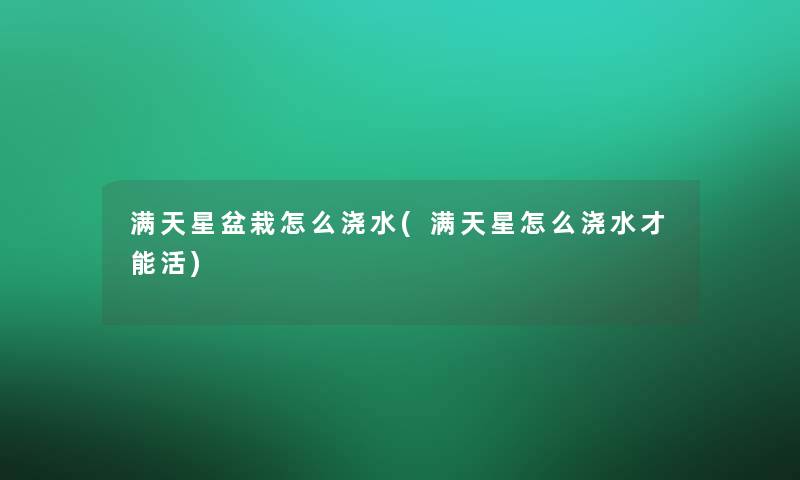 满天星盆栽怎么浇水(满天星怎么浇水才能活)