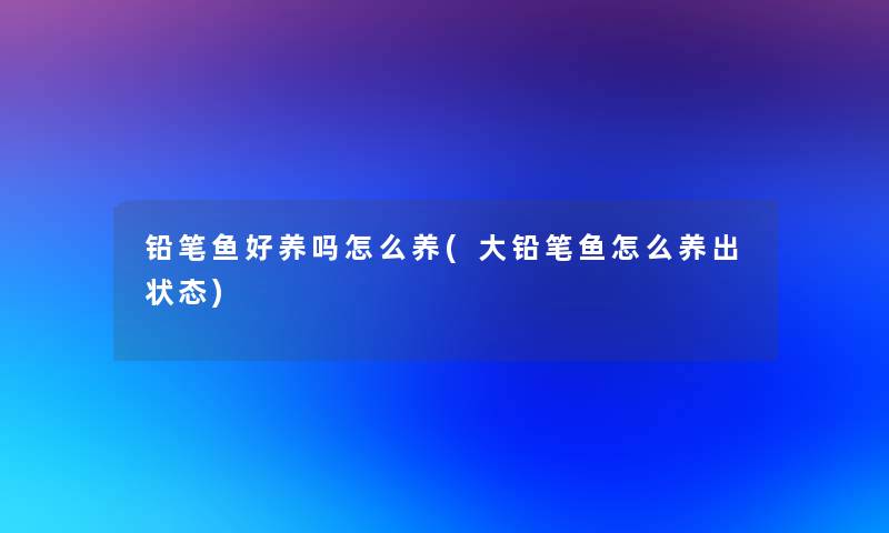 铅笔鱼好养吗怎么养(大铅笔鱼怎么养出状态)