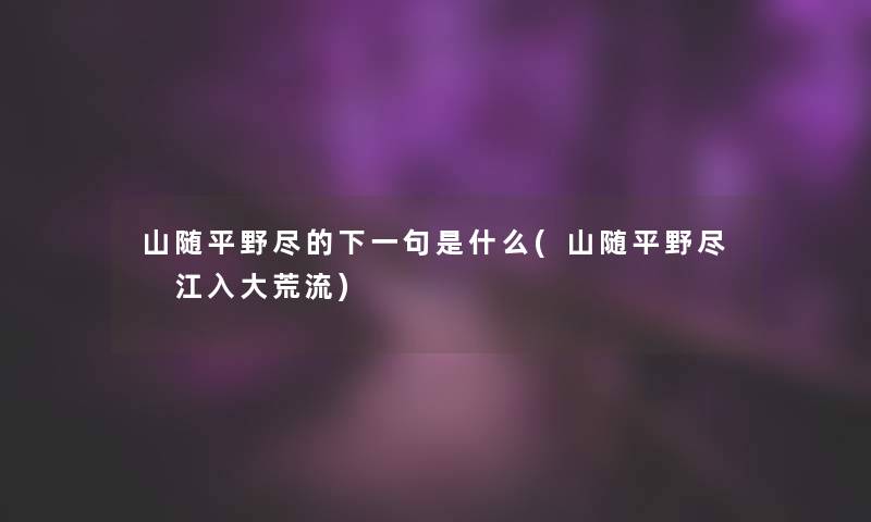 山随平野尽的下一句是什么(山随平野尽 江入大荒流)